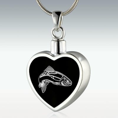 Fishing in Heaven Urn Necklace for ashes Fisherman Outdoorsman Remembrance  Birthstone Necklace Cremation Jewelry (Fishing in Heaven) Fishing in Heaven