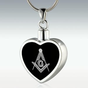 Masonic Inlay Heart Sterling Silver Memorial Jewelry -Engravable