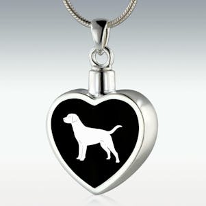 Labrador Retriever Inlay Heart Sterling Silver Memorial Jewelry