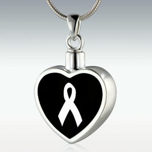 Awareness Ribbon Inlay Heart Sterling Silver Memorial Jewelry