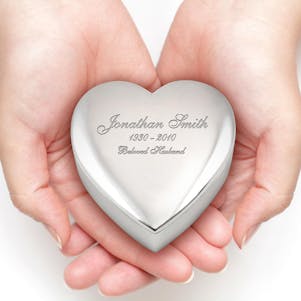 Silver Rounded Heart Keepsake Cremation Urn - Engravable