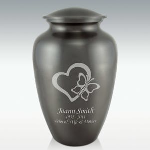 Butterfly Heart Classic Cremation Urn - Engravable