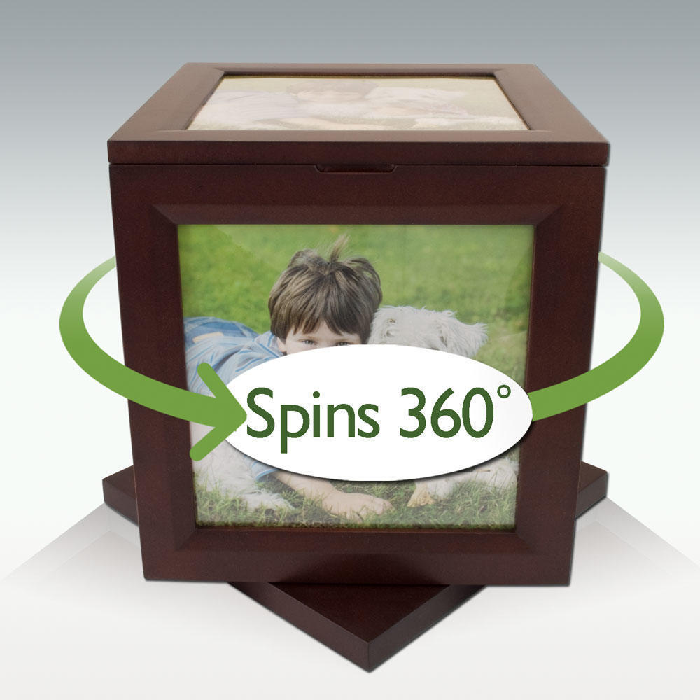 Large Photo Cube Rotating Cremation Urn – Perfect Memorials
