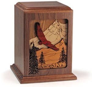 Soaring Eagle Wood Cremation Urn - Engravable