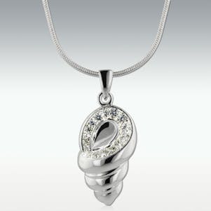 Conch Shell 14k White Gold Cremation Jewelry