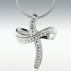 Glittering Cross Sterling Silver Cremation Jewelry