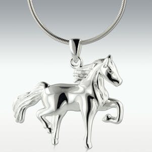 Horse 14k White Gold Cremation Jewelry