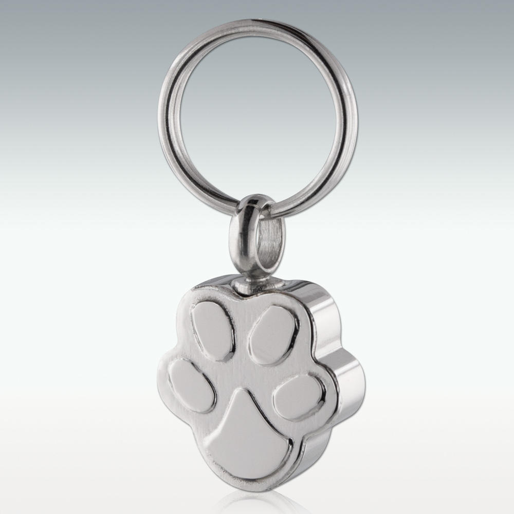 COCO Park Pet Paw/Dog Paw Cuboid Urn Pendant Cremation Jewelry Keyring Memorial Keepsake Stainless Steel Ashes Keychain 
