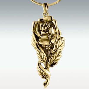 Extra Large Rose Solid 14k Gold Cremation Jewelry - Engravable