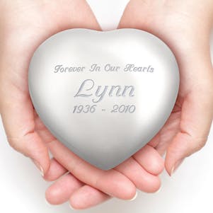 Chrome Silver Heart Keepsake Cremation Urn - Engravable