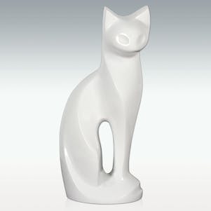 White Contemporary Cat Cremation Urn