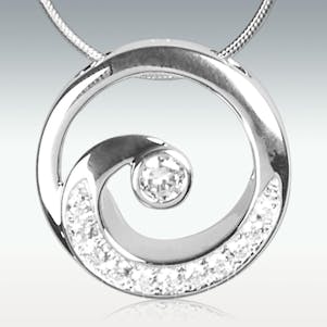 Spiral Eternity 14k White Gold Cremation Jewelry - Engravable