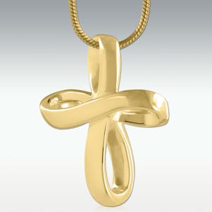 Revolve Cross Solid 14k Gold Cremation Jewelry