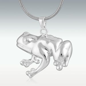 Frog 14k White Gold Cremation Jewelry - Engravable