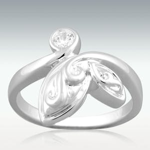 New Leaf Sterling Silver Cremation Ring - Size 7