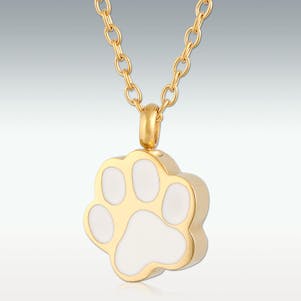 Gold Paw Charm Stainless Steel Cremation Jewelry - Engravable