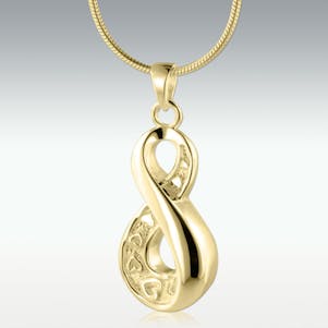 Infinity Love Solid 14k Gold Cremation Jewelry -Engravable
