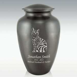 Striped Cat Classic Cremation Urn - Engravable