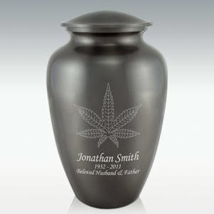 Marijuana Leaf Classic Cremation Urn - Engravable
