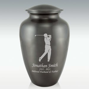 Male Golfer Silhouette Classic Cremation Urn - Engravable