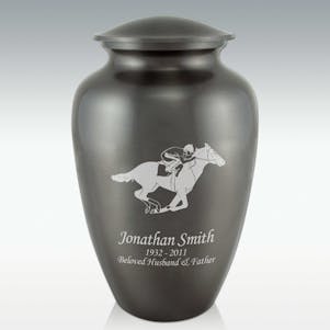 Racehorse & Jockey Classic Cremation Urn - Engravable