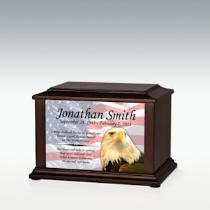 Small American Flag and Eagle Infinite Impression Cremation Urn