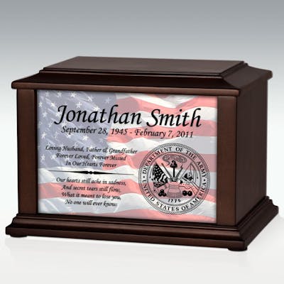 Military Memorial Wall Mounted Wood Cremation Urn Plaque