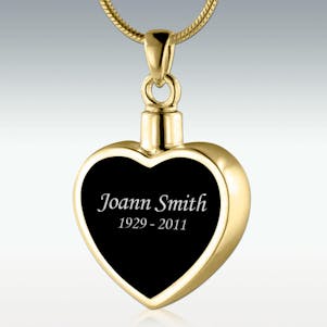 Black Inlay Heart 14k Gold Vermeil Memorial Jewelry
