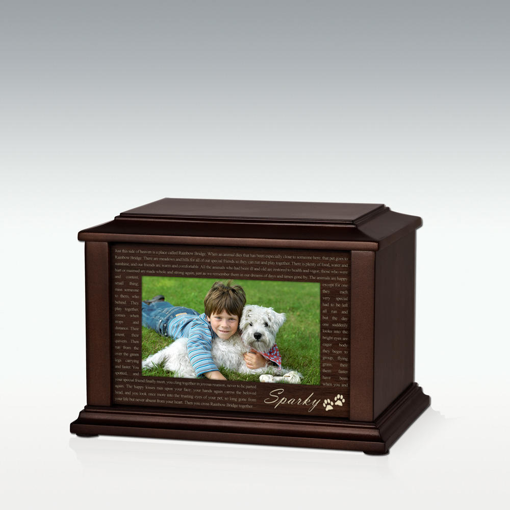 Sm. Heart or Oval Adoration Walnut Pet Cremation Urn - Perfect