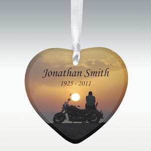 Motorcycle Heart Porcelain Memorial Ornament