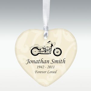 Motorcycle Artwork Heart Porcelain Memorial Ornament