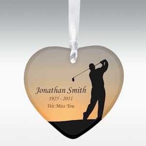 Golfer Heart Porcelain Memorial Ornament