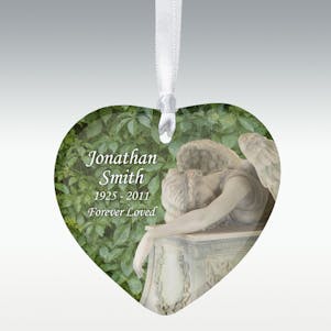 Weeping Angel Heart Porcelain Memorial Ornament