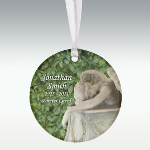 Weeping Angel Round Porcelain Memorial Ornament