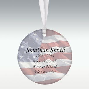 American Flag Round Porcelain Memorial Ornament