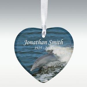 Dolphin Heart Porcelain Memorial Ornament