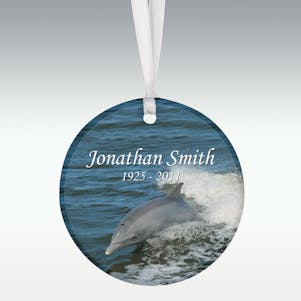 Dolphin Round Porcelain Memorial Ornament