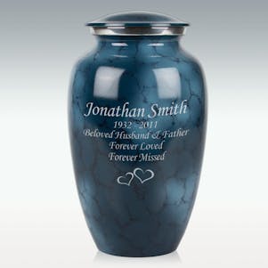 Large Washed Denim Brushed Cremation Urn - Engravable