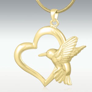 Love Bird Solid 14k Gold Cremation Jewelry - Engravable