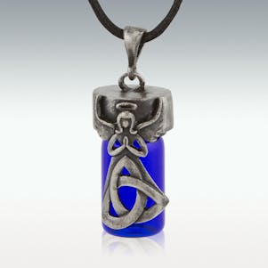 Trinity Angel Cobalt Glass Memorial Jewelry - Engravable