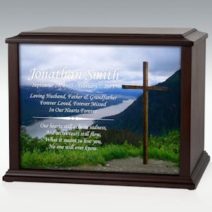 XL Mountain Cross Infinite Impression Cremation Urn - Engravable