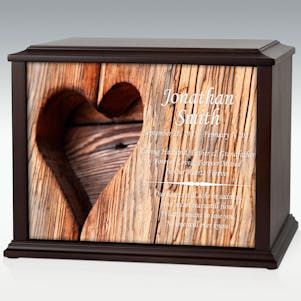 XL Wooden Heart Infinite Impression Cremation Urn - Engravable