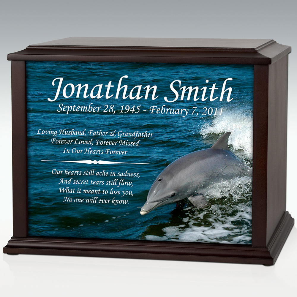 Dancing Dolphins Cremation Urn， Customized Human Adult Blue Ocean