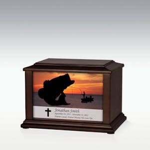 Small Boat Fishing Infinite Impression Cremation Urn -Engravable