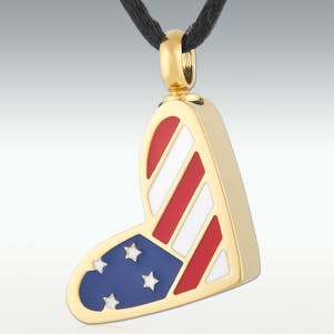 I Heart America Stainless Steel Cremation Jewelry - Engravable