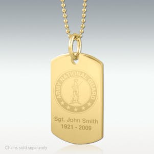 Army National Guard Dog Tag Engraved Pendant - Gold