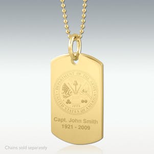 Department of the Army Dog Tag Engraved Pendant - Gold