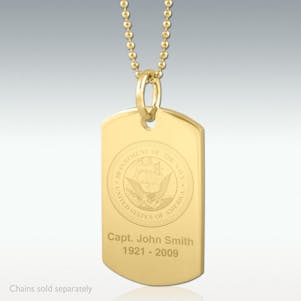 Department of the Navy Dog Tag Engraved Pendant - Gold