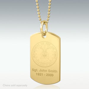 Dept. of the Air Force Dog Tag Engraved Pendant - Gold
