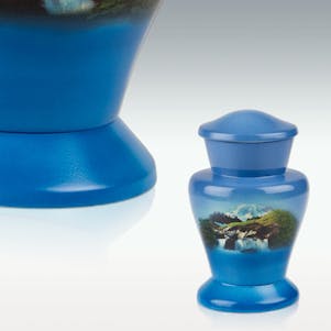 Mountain Blue Hand-Painted Miniature Keepsake Cremation Urn